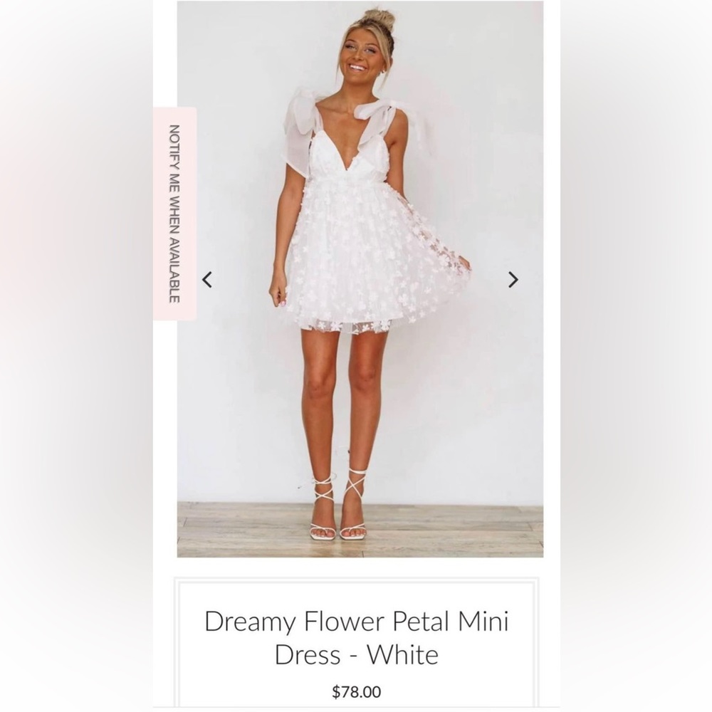 Hazel & Olive Dreamy Flower Petal Mini Dress- white